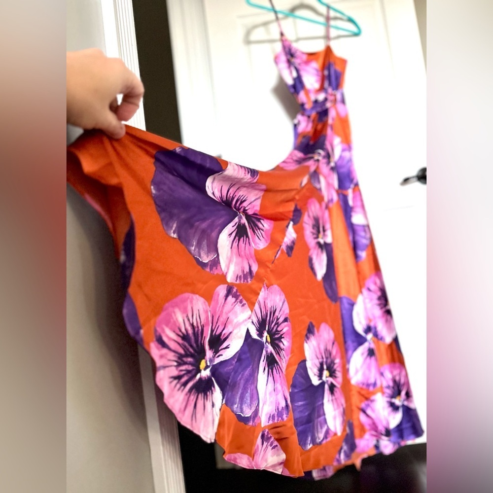 Anthropologie Hutch Satin Floral Maxi Dress NWT XS Vacation Event - Picture 3 of 16